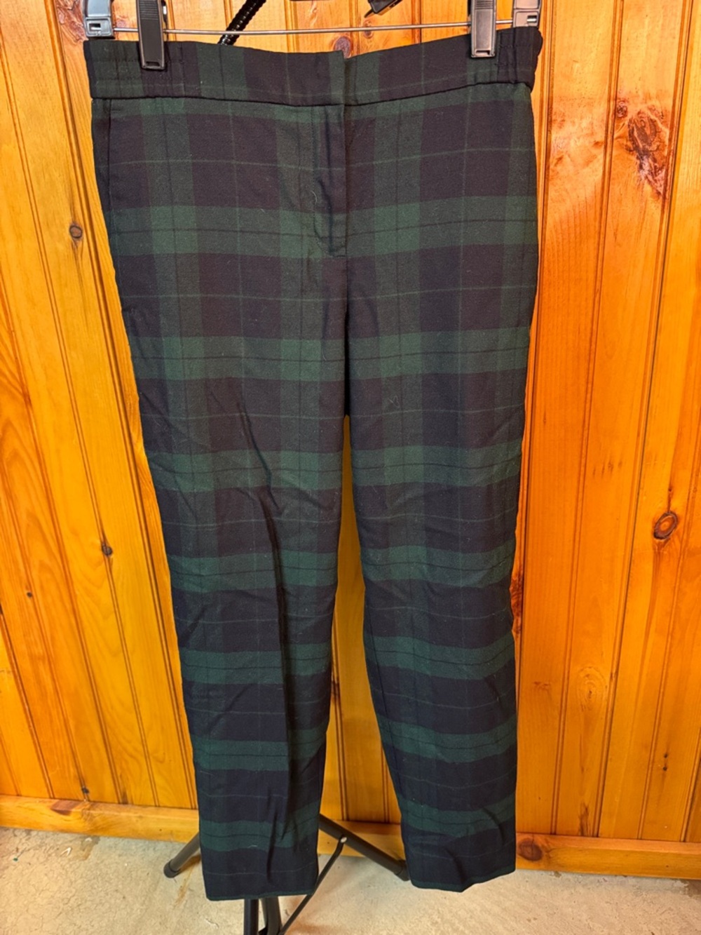 Talbots Plaid Cropped Pants in Green and Navy